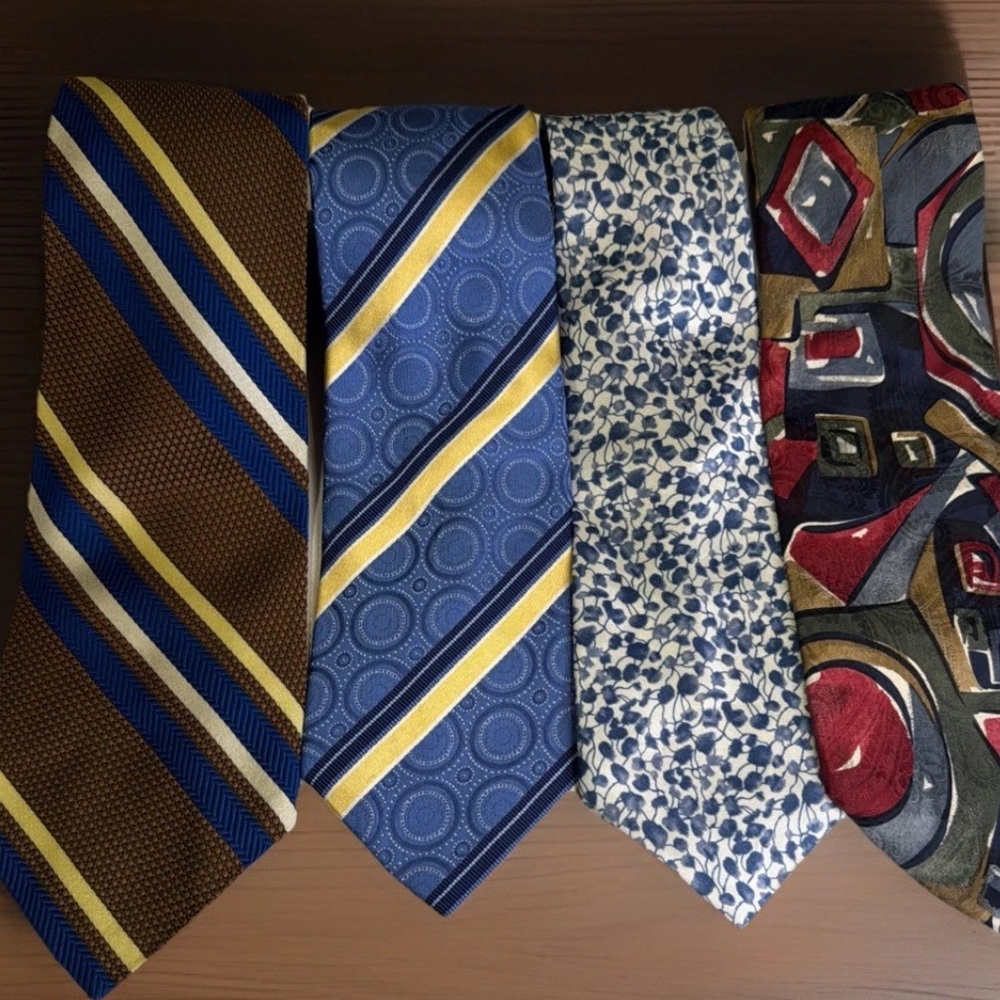 4x Men’s Tie Bundle – Stripe, Abstract, Floral, Geometric Mixed Lot Craft, DIY